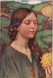 Kytice květin, ilustrace z „Knihy starých anglických písní a balad, vydané nakladatelstvím Hodder a Stoughton, kolem roku 1910 (barevné lito)