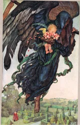 Pannám, aby udělaly hodně z času, ilustrace z Knihy starých anglických písní a balad, vydané nakladatelstvím Hodder a Stoughton, kolem roku 1910 (barevné lito)