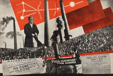 Magnitogorsk - Kuzbass. Ilustrace z SSSR buduje socialismus, 1933.