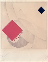 Studie k „Toto je konec“ z „Příběhu dvou čtverců“, 1920 (tužka a kvaš na papíře)