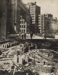 Komplex Gosprom Palác průmyslu v ukrajinském městě Charkov, 1933.