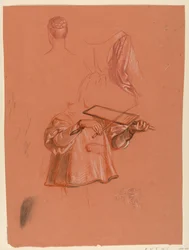 Kresba, studie postavy a drapérie, asi 1885