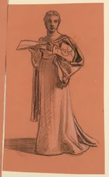 Kresba, studie postavy ve "Svatebním průvodu", asi 1872