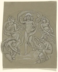 Studie pro Center Circle of Huntington Ceiling: Apollo and Attendants