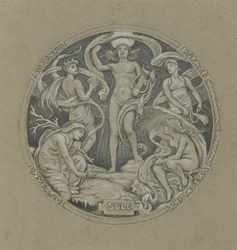 Studie pro Center Circle of Huntington Ceiling: Apollo and Attendants