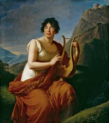 Portrét autorky Baronne Anne Louise Germaine de Staël 1766-1817 jako Corinne na mysu Misenum,