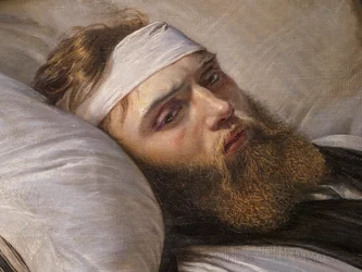 Zraněný dánský voják, detail