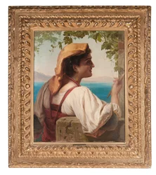 Italská panna opravující sítě v Neapolském zálivu, 1872