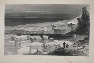 Velký Humboldtův ledovec, ilustrace z knihy "The second Grinnell Expedition in Search of Sir John Franklin", 1856.