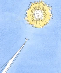 Duše vypuštěná z očistce se vznáší jako raketa směrem ke vzdálenému „slunci“, což je zář nebes, 2004 (bez papíru na papíře)