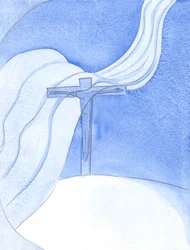 Když Kristus vylévá svou krev v Nové smlouvě, velký zlovolný vítr se přenese přes Kříž, ohrožuje a ničí, 2001 (bez papíru)