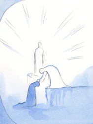 Jako by se ohýbala ze soklu, Panna Maria natáhla ruku a pohladila mě po hlavě. Těší se z těch, kteří o ní radostně mluví s ostatními, 2002 (bez papíru)