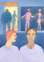 Přímluvami a modlitbami poskytujeme mocnou pomoc lidem, kteří jsou v pokušení udělat něco špatného, 2004 (akvarel na papíře)