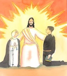 Kristus slíbil obrovskou odměnu všem, kteří kvůli němu opustí "domy, půdu nebo děti", 2005 (akvarel na papíře)