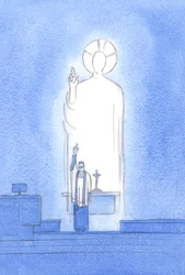 Kristus mluví a jedná prostřednictvím svých kněží, kteří žehnají a odpouštějí „in persona Christi capitis“, „v osobě Krista Hlavy“, 2002 (bez papíru)