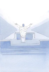 Po konsekraci jsem viděl Krista. Stál před oltářem se zdviženýma rukama a modlil se své kněžské modlitby (i naše) k Otci výše., 2001 (bez papíru)