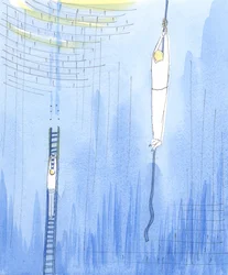 Na přímluvu je to, jako by Bůh dovolil jedné osobě sestoupit na laně, aby zachránil jinou osobu, která uvízla v hluboké šachtě pod zemí, 2004 (bez papíru)