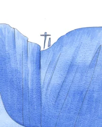 Bylo to, jako by Kristus a naše Paní byli spolu na okraji světa, když zemřel, aby zachránil hříšníky z propasti, 2002 (w/c na papíře)
