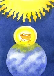 Ježíš Kristus je Bohem stvořený člověk; přesto nepřišel na Zemi u moci, ale jako bezmocné dítě, 2001 (bez papíru)