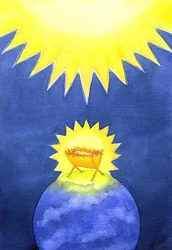 Ježíš Kristus je Bohem stvořený člověk; přesto nepřišel na Zemi u moci, ale jako bezmocné dítě, 2001 (bez papíru)