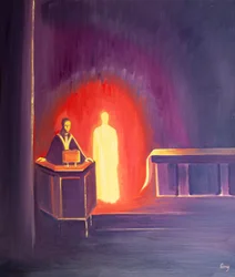 Ježíš Kristus je s námi přítomen, když se čte Písmo, 2000 (olej na palubě)