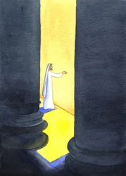 Ježíš Kristus kázal v chrámu a davy se držely jeho slov, 2001 (bez papíru)
