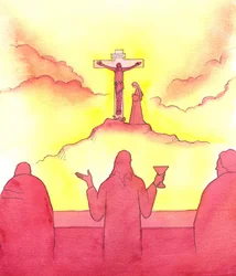 V noci před svou smrtí Ježíš ustanovil svatou Eucharistii při Poslední večeři v roce 2001 (bez papíru)