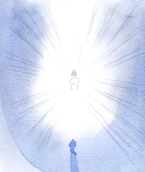 Svatí a andělé se shromažďují kolem tří Božských osob; Bůh Otec je „korunován“ trojkorunou, 2001 (bez papíru)