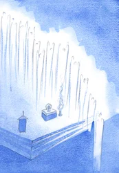 Svatí andělé tvořili čestnou stráž z výšin kostela - v tiché adoraci Krista, na výstavě, 2002 (bez papíru)