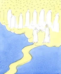 Požehnaná duše, která v lásce ke Kristu a bližnímu vytrvá až do konce, je vedena Kristem za ruku, aby se setkala s Nebeskými přáteli, kteří se shromáždili, aby ji přivítali ve své společnosti, 2004