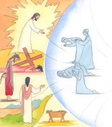 Prostřednictvím modlitby, zvláště v cyklu liturgické modlitby církve, můžeme vstoupit do tajemství Kristova pozemského života, 2005 (akvarel na papíře)
