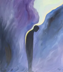 Když požádáme Pannu Marii, aby se modlila za duše očistce, udělá to a Boží očistná milost je na ně vylita jako uklidňující balzám, 2001 (olej na palubě)