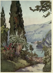 V zahradě Villa Arconati, Lago di Como, ilustrace z „Italských jezer“ od Richarda Bagota