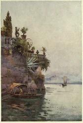 Ve stínu terasy, jezero Como, ilustrace z knihy „Italská jezera“ od Richarda Bagota