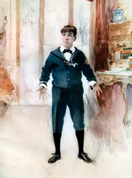 Weedon Grossmith ve filmu The New Boy, c1902.