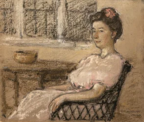 Sedící žena v růžovém, 1902.