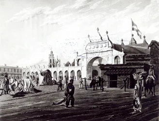 Market Place, vyryl Daniel Havell (1785-1826) 1820