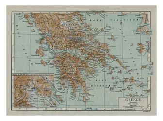 Mapa starověkého Řecka, kolem 1910. let