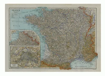 Mapa Francie, c1910.