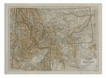 Mapa Idaha a Montany, USA, c1910.