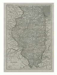 Mapa Illinois, USA, c1910.