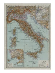 Mapa moderní Itálie, c1910.