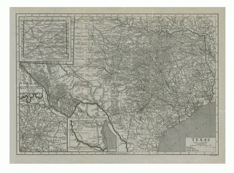 Mapa Texasu, USA, c1910.