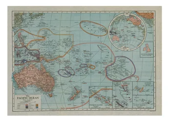 Mapa Tichého oceánu, c1910.
