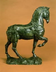 Kůň bez sedla, cca 1915 (bronz se zelenou patinou)