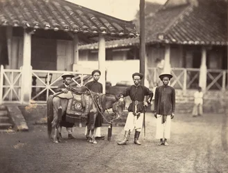 Bohatý Annamit jezdící na koni, Cochin, Čína, 1866.