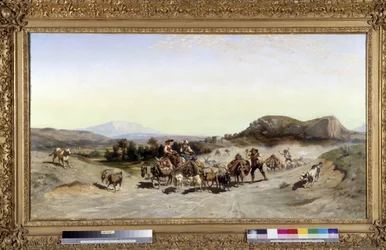 Hora Sainte Victoire a transhumance Malba Emila Loubona (1809-1863) 1847 Rozměr 71x132 cm.