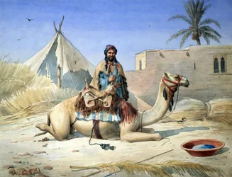 Beduín vedle velblouda, pravděpodobně v Egyptě", asi 1836-1843. Akvarel. Emile Prisse d