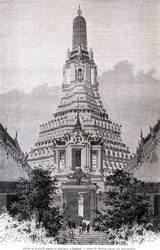Portál Velké pagody Wat-Chan, Bangkok. Kresba Thérond.