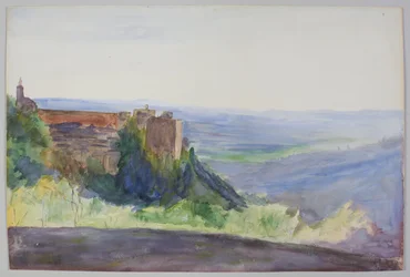 Alhambra, kolem roku 1900. Tužka a akvarel